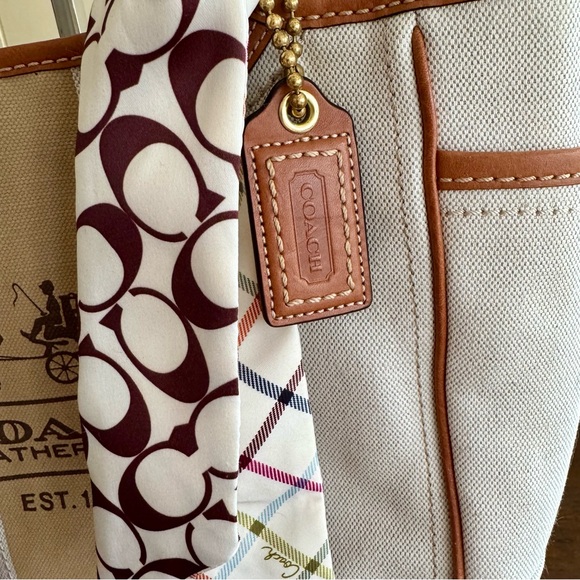 COACH Bleecker Heritage Canvas Tote & Matching Tattersall Wristlet 2007 - Picture 3 of 16